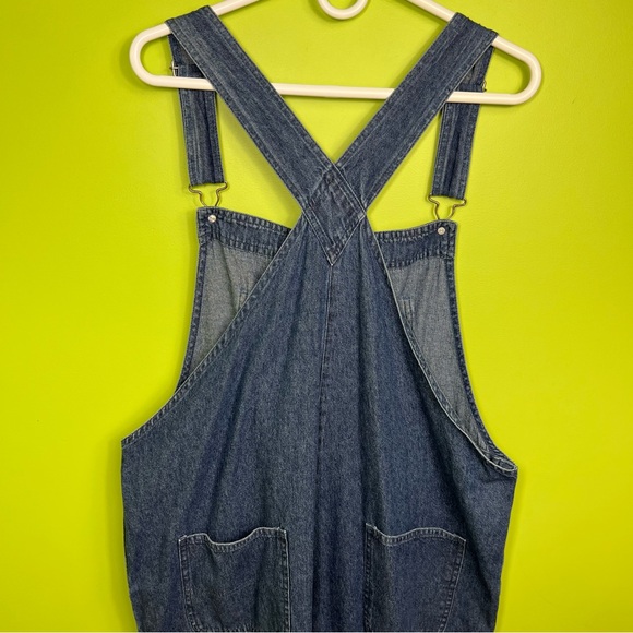 Vintage Agapo Denim floral embroidered overalls flowers bicycle size XL - Picture 7 of 8